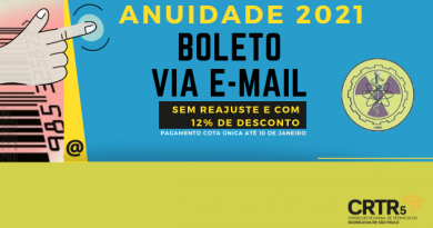 Anuidade 2021: profissionais das técnicas radiológicas receberão boleto por e-mail Anuidade 2021: profissionais das técnicas radiológicas receberão boleto por e-mail
